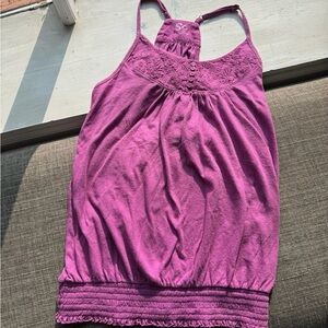 SO Purple Embroidered Babydoll Tank Top Juniors XS Y2K Cotton